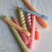 Candle Long Mix Set of 6 in green, dark rose, tangerine