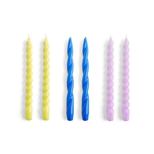 Candle Long Mix Set of 6 in lemonade, sky blue, lilac von HAY