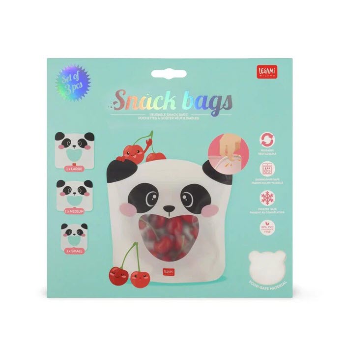 3er-Set - Snack Bags  «Panda» von Legami
