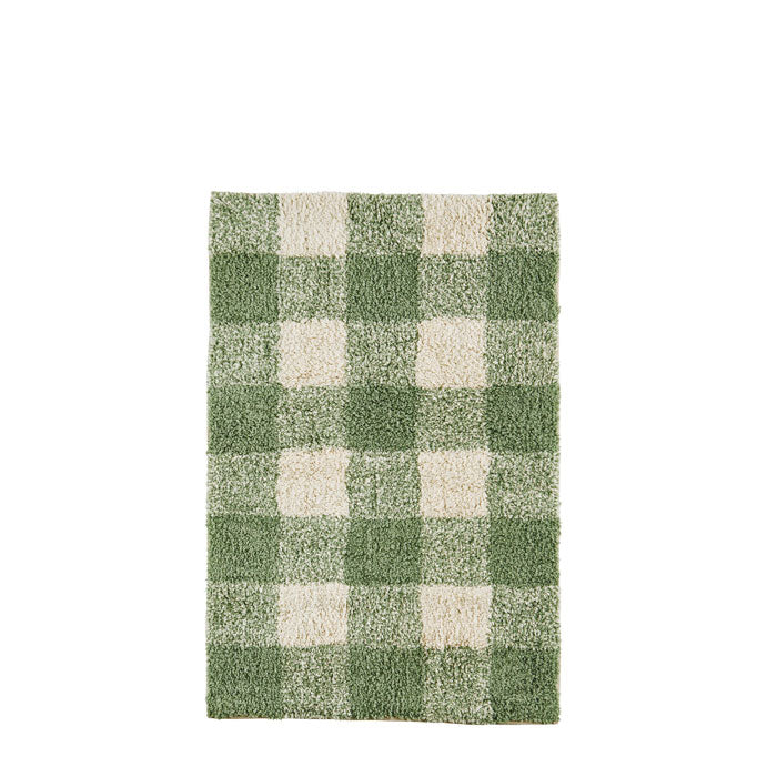 Badezimmerteppich grün kariert 60 x 90 cm von Madam Stoltz