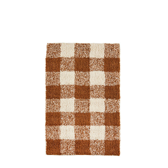 Badezimmerteppich braun kariert 60 x 90 cm von Madam Stoltz