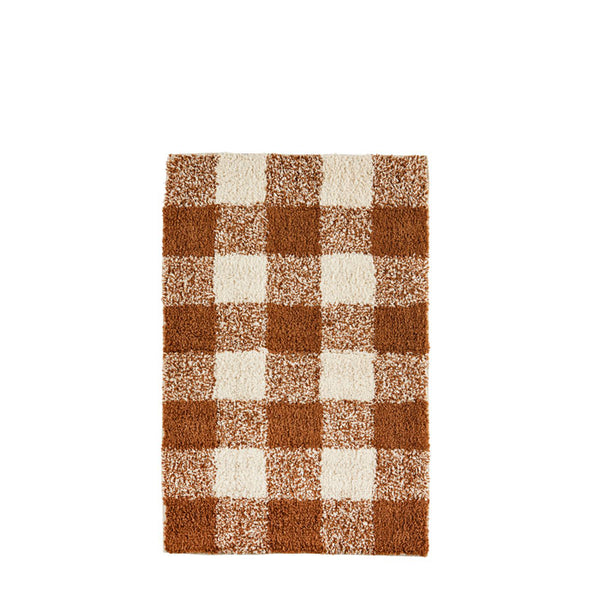 Badezimmerteppich braun kariert 60 x 90 cm von Madam Stoltz