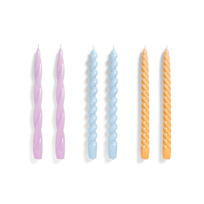 Candle Long Mix Set of 6 in Lilac, light blue, dark peach von HAY