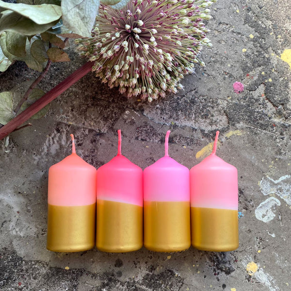 4er-Set Kerzen Dip Dye Twinkle «Golden Diamonds» von Pink Stories