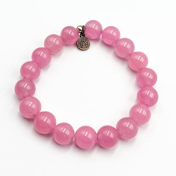 Armband «PINK RIBBON» Jade pink gefärbt 10mm von Kalesi