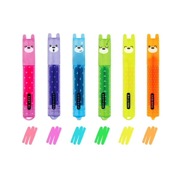 6er Set Mini-Textmarker «Teddy's mood» von Legami