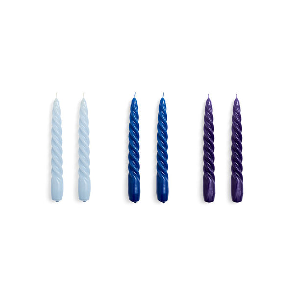 Candle-Twist Set of 6 in light blue, blue, purple von HAY