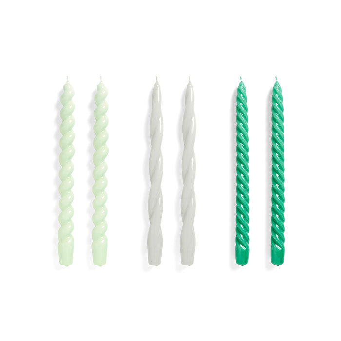 Candle Long Mix Set of 6 Mint, light grey, green von Hay