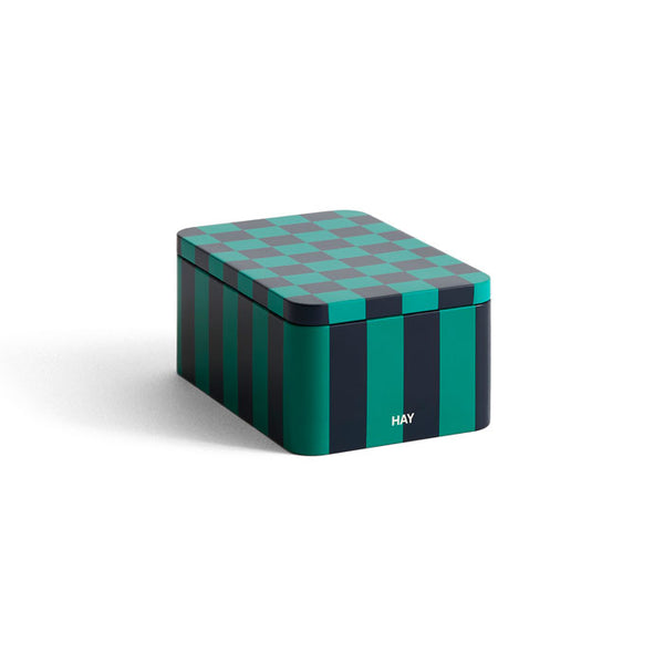 Tin Container small in green and dark blue von HAY