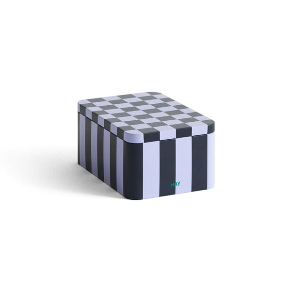 Tin Container small in dark blue and lavender von HAY