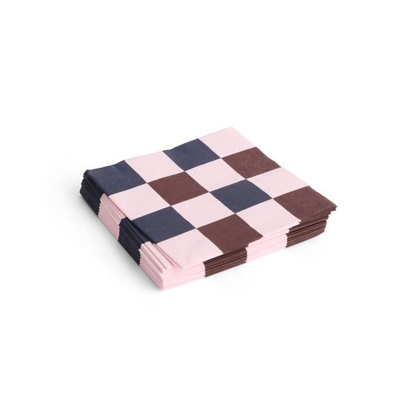 20er Pack Servietten light pink, borderaux and black M check von HAY