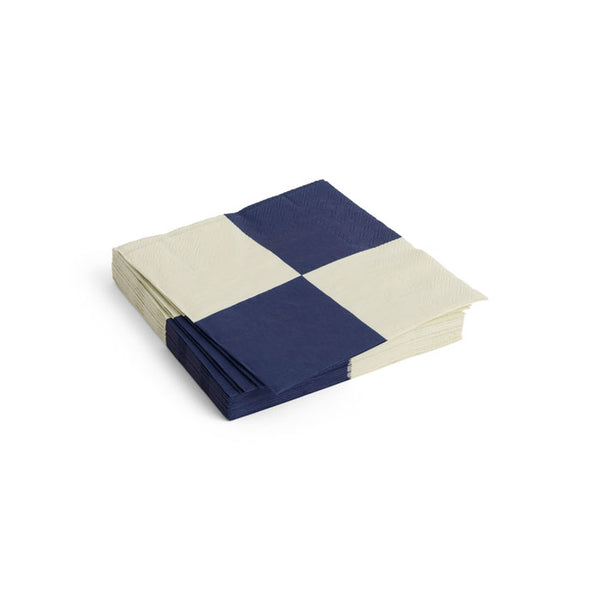 20er Pack Servietten off-white and dark blue M check von HAY