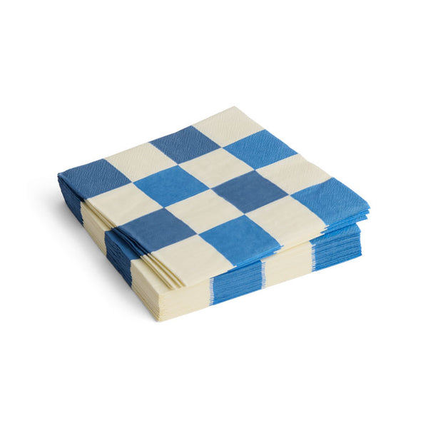 20er Pack Servietten off white and blue L check von HAY