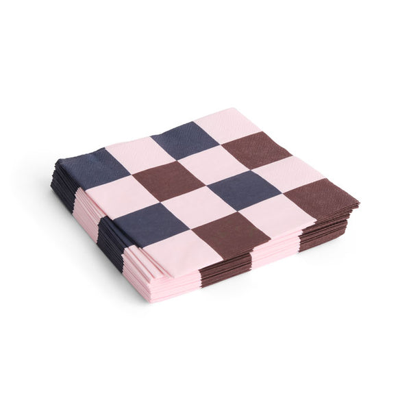20er Pack Servietten light pink, borderaux and black L check von HAY