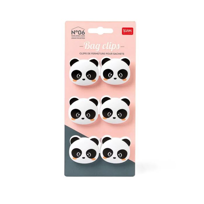 Verschluss-Clips für Verpackungen 6-er Set «Panda» von Legami