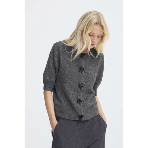 kurzärmliger Strickcardigan «Omea» in dunkelgrau von b.young
