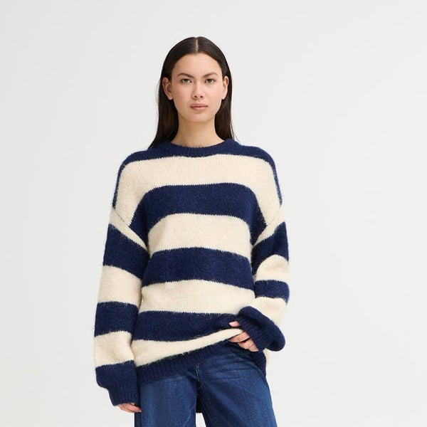 Strickpulli «Dayana» blau-weiss gestreift von ICHI