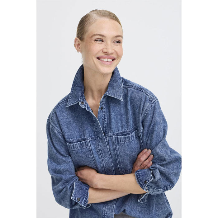 Jeanshemd «Kapuca» in mid blue denim von b.young