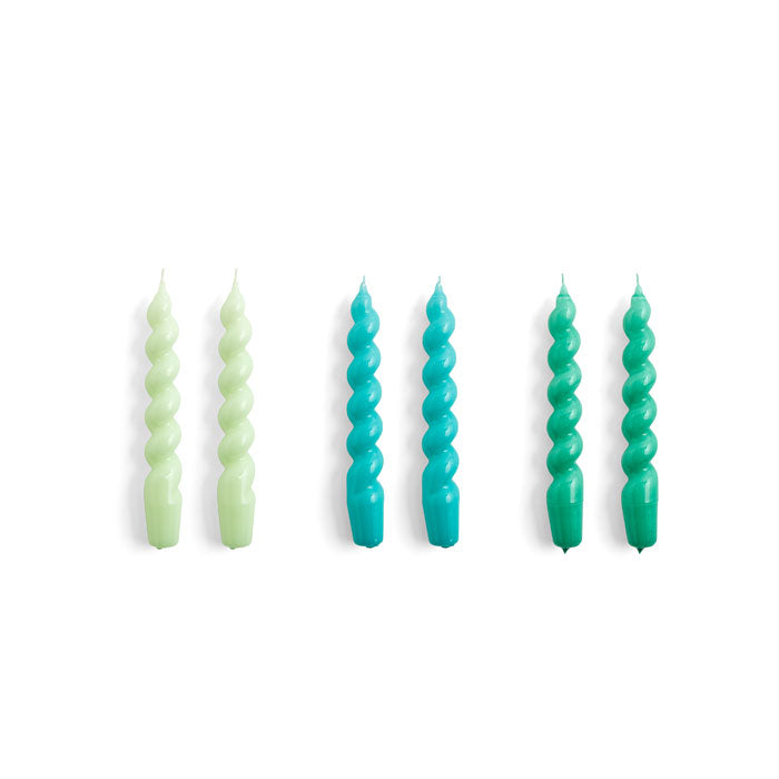 Candle Spiral Set of 6 in mint green, aqua, green von HAY