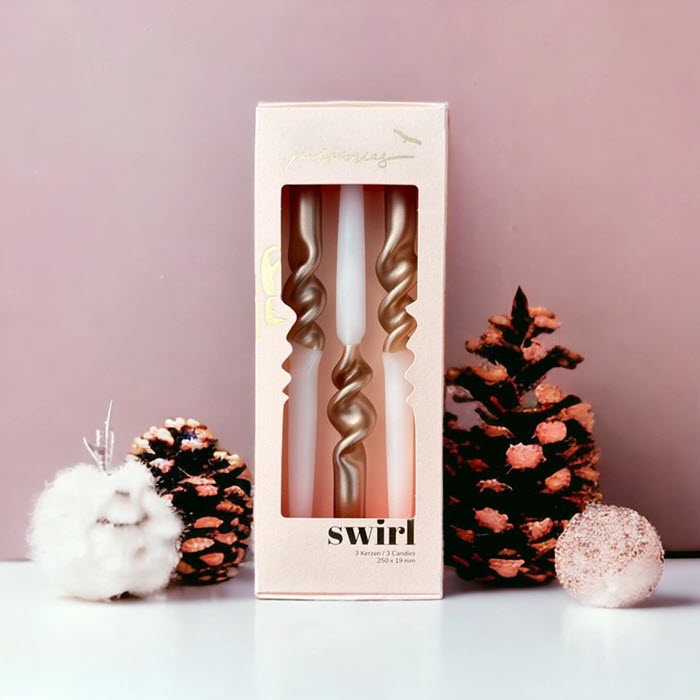 3er-Set Kerzen Dip Dye Swirl «Ballett Slippers» von Pink Stories