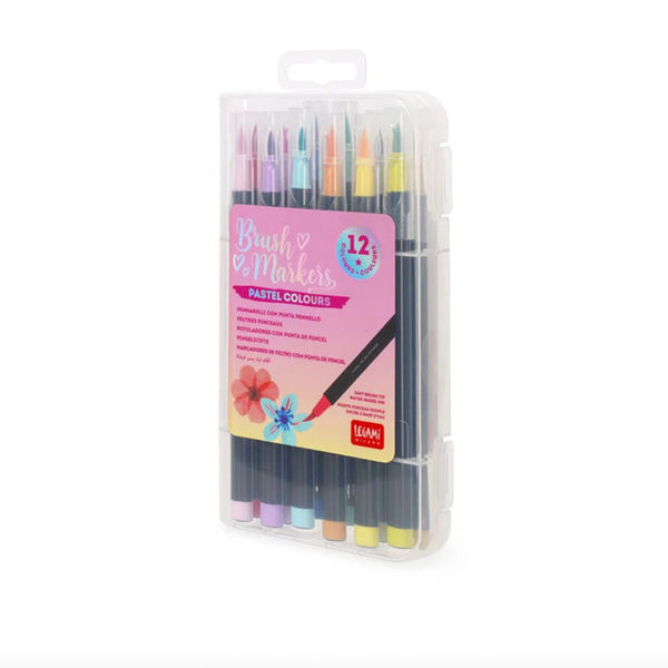 Set aus 12 Brush Markers Pastel Colours von Legami
