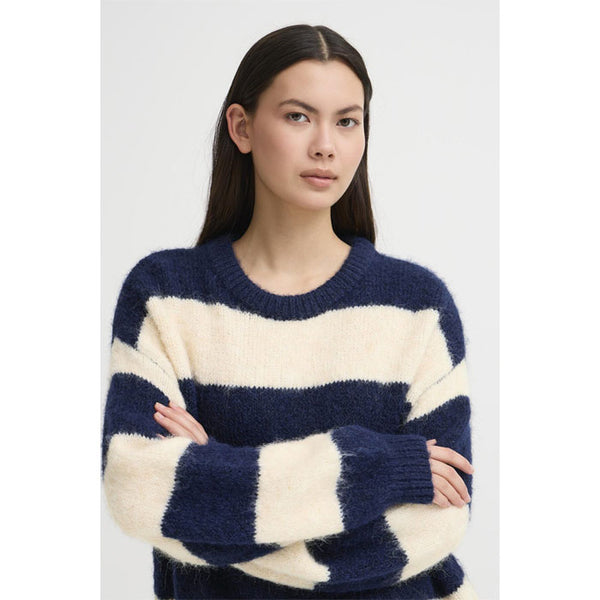 Strickpulli «Dayana» blau-weiss gestreift von ICHI