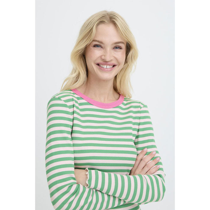 Langarmshirt «Sinne» grün gestreift von b.young