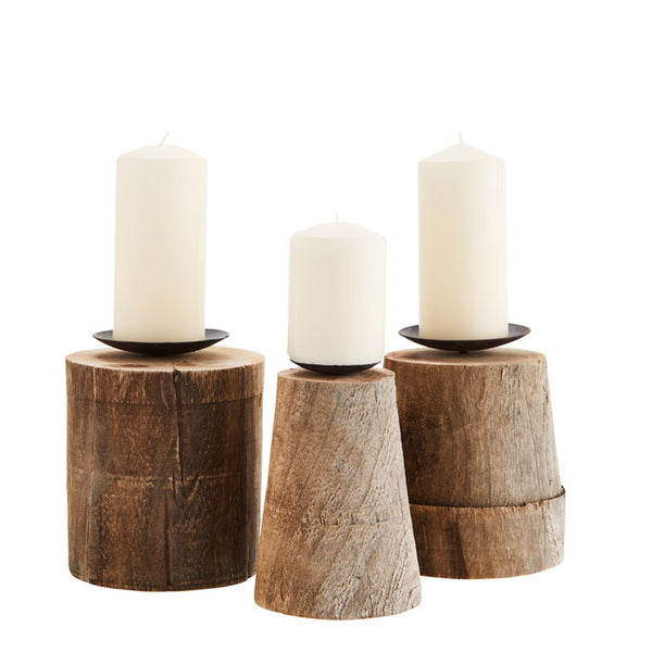 3er-Set Kerzenständer aus Holz von Madam Stoltz