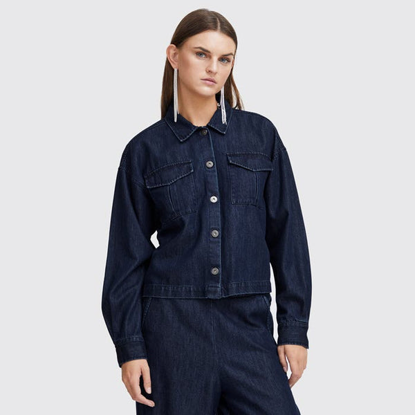 Jeansjacke «Aubrey» in washed dark blue von ICHI