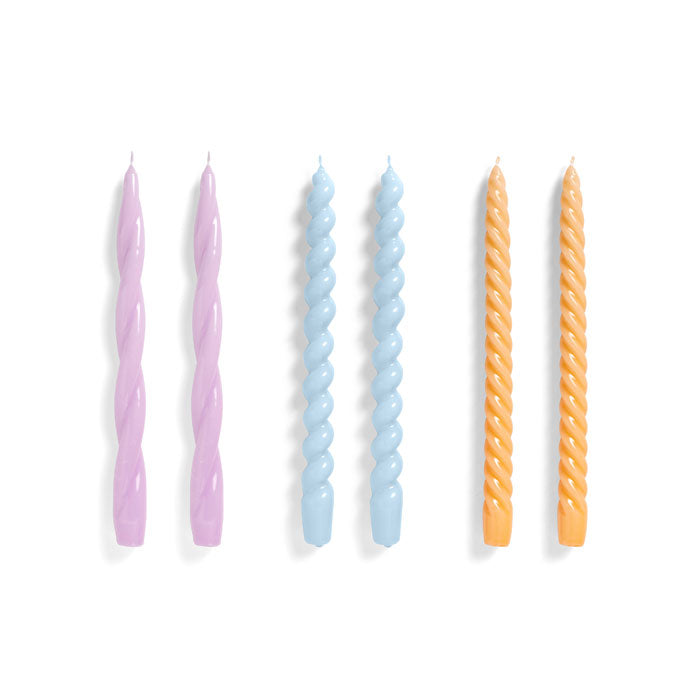 Candle Long Mix Set of 6 in Lilac, light blue, dark peach von HAY