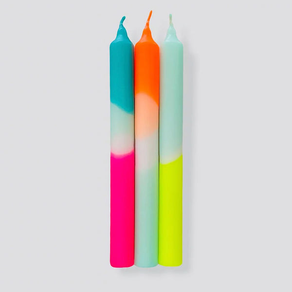 3er-Set Kerzen Dip Dye Neon «Rainbow Kisses» von Pink Stories
