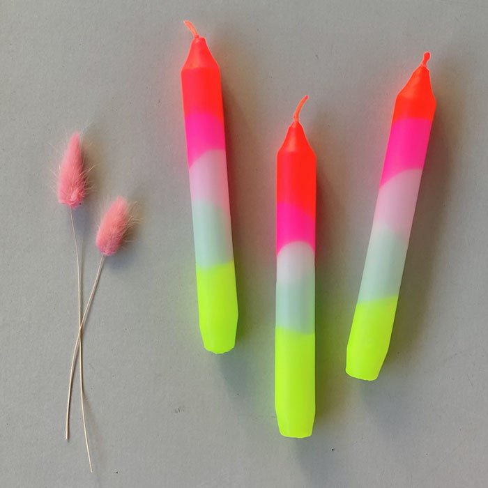 3er-Set Kerzen Dip Dye Neon «Lollipop Trees» von Pink Stories