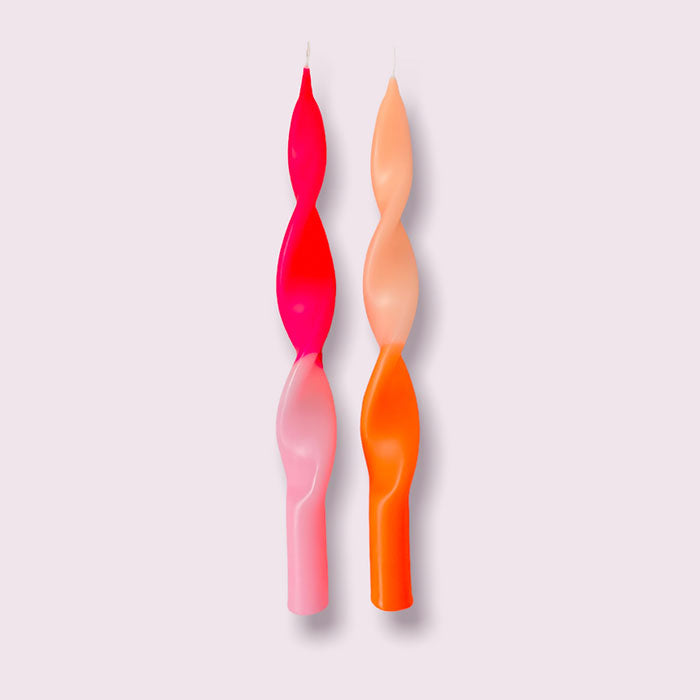 2er-Set Kerzen Dip Dye Curly «Miami Edition Pink» von Pink Stories