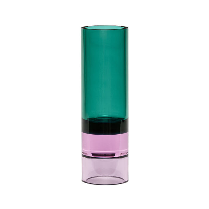 Teelicht oder Vase «Astro» in grün/rosa von Hübsch