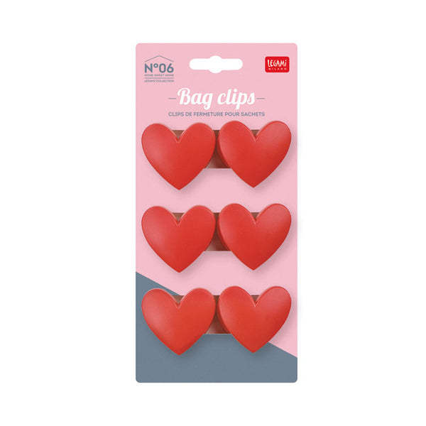 Verschluss-Clips für Verpackungen 6-er Set «Heart» von Legami