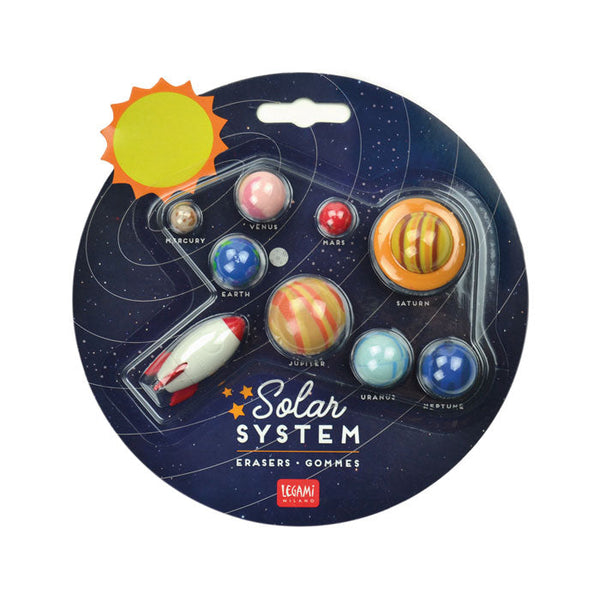 Set aus 9 bunten Radiergummis «Solar System» von Legami