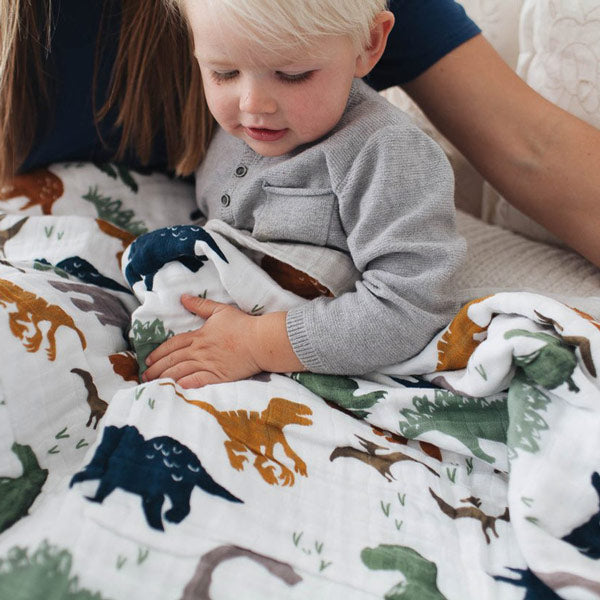Big Kid Quilt Cotton Muslin Dino Friends von Little Unicorn weloveyoulove